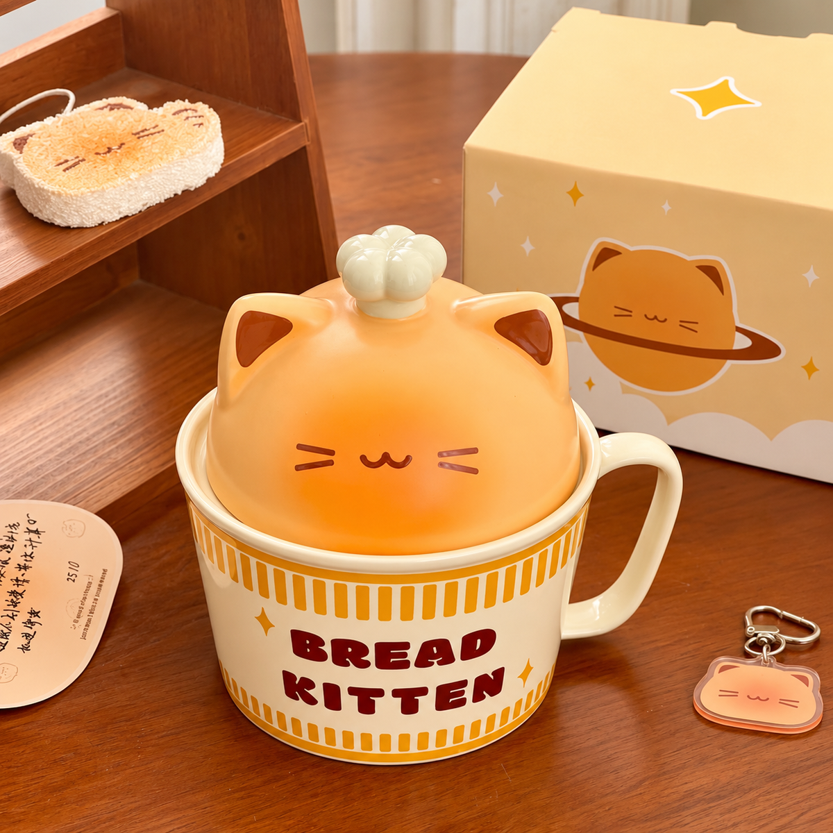 Chef Kitten Ceramic Ramen Bowl with Lid – 650ML