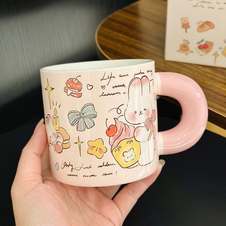 Cute Bunny & Bear Ceramic Mug – 450ML Capacity