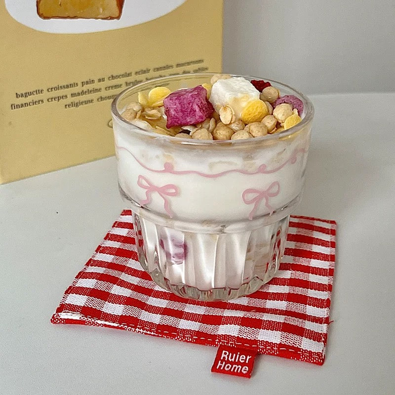 Pink Ribbon Mini Glass – Sweet & Stylish Design, 260ML Capacity