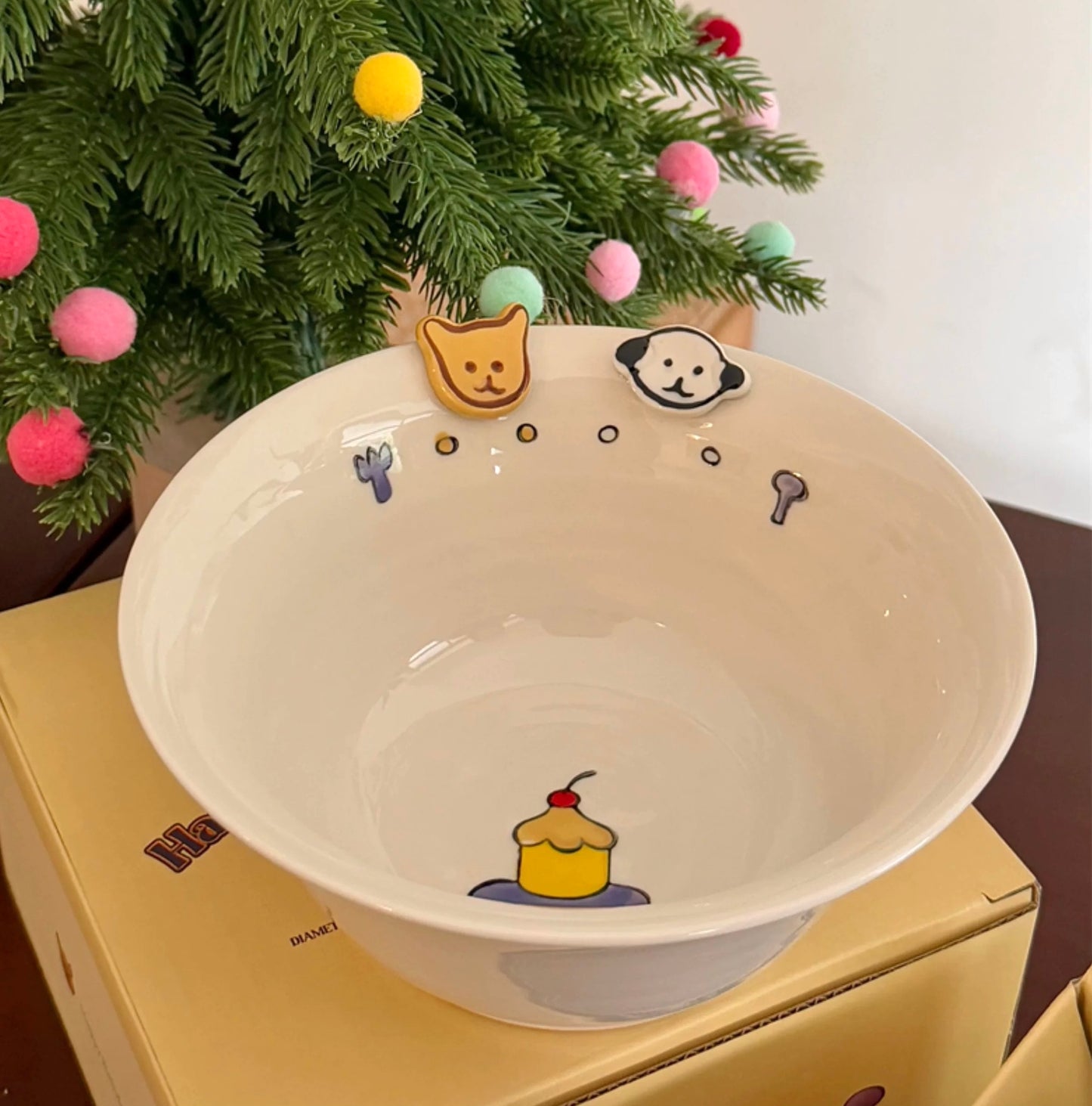 Cartoon Puppy Ceramic Yogurt Bowl | Gift-Ready Packaging