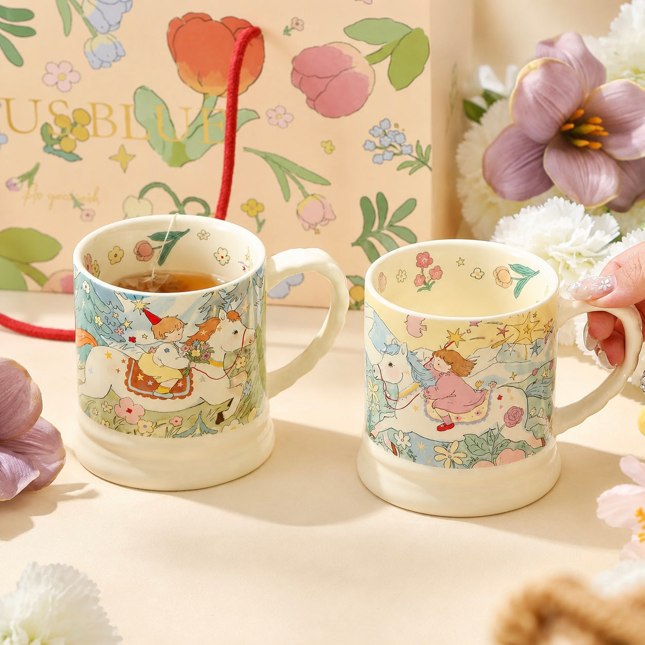 Vintage Fairy Tale Rider Ceramic Mug Gift Set – Set of 2 | 340ML