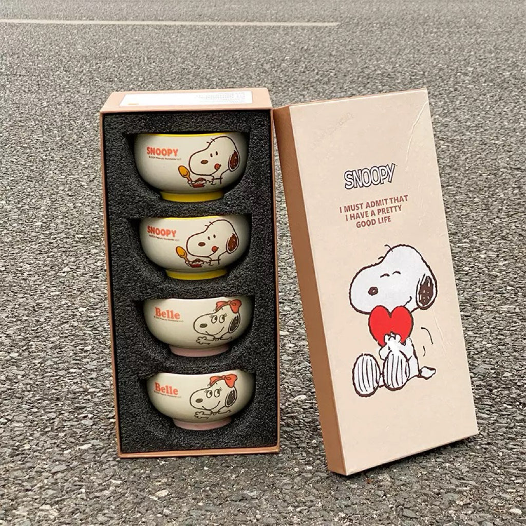 Snoopy Ceramic Bowl Gift Set – Set of 4, 350ML
