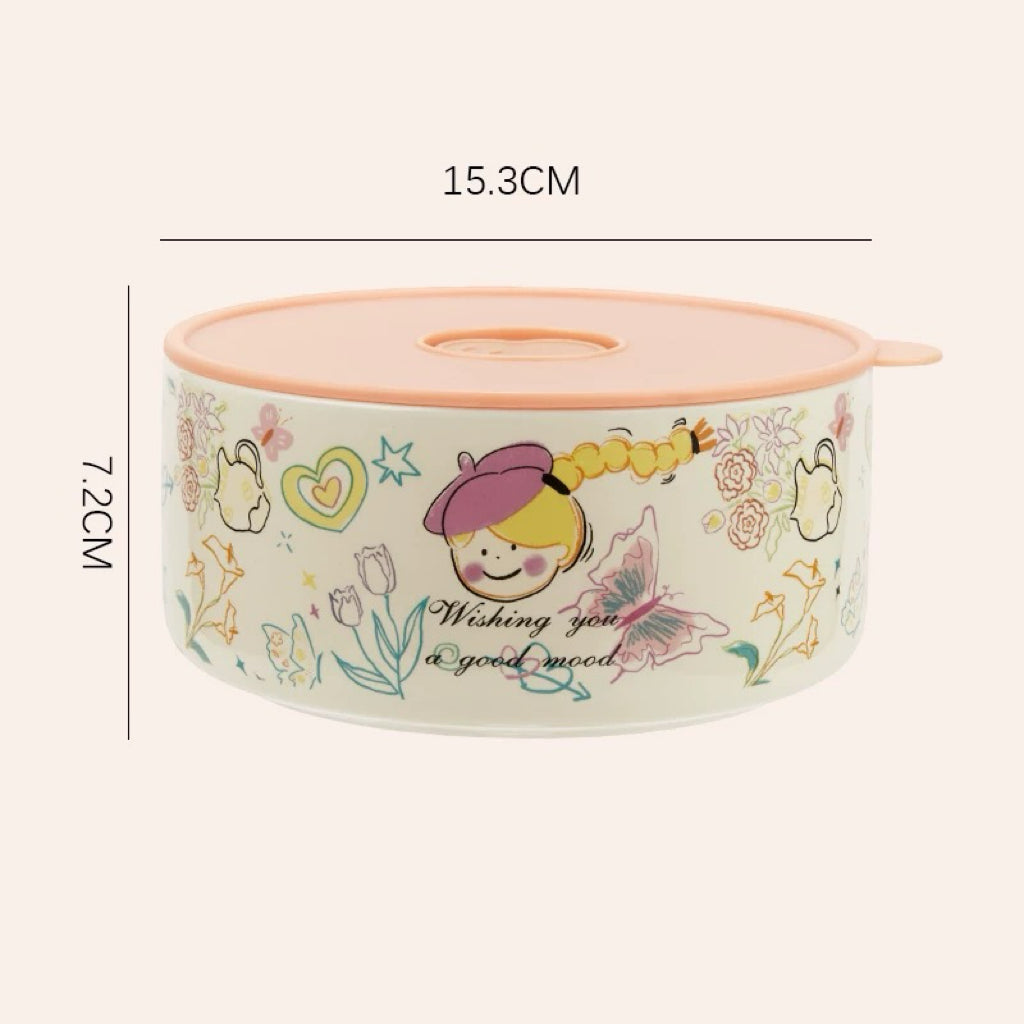 Crayon Doodle Ceramic Storage Bowl with Lid