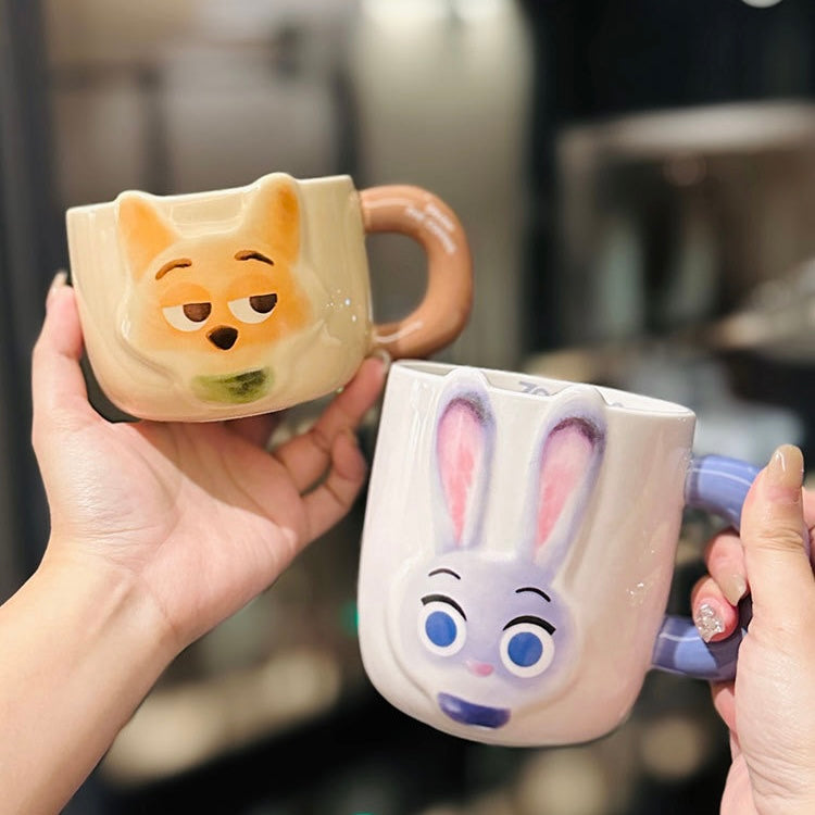Zootopia Ceramic Mug – Judy Hopps & Nick Wilde | Large Capacity Coffee Cup, Cute Gift for Fans & Couples