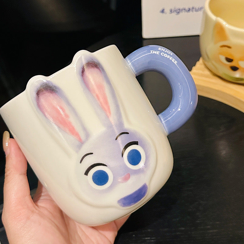 Zootopia Ceramic Mug – Judy Hopps & Nick Wilde | Large Capacity Coffee Cup, Cute Gift for Fans & Couples
