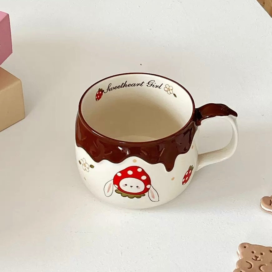 Chocolate Strawberry Bunny Ceramic Mug – 400ML