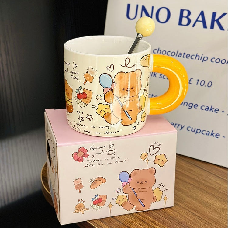Cute Bunny & Bear Ceramic Mug – 450ML Capacity