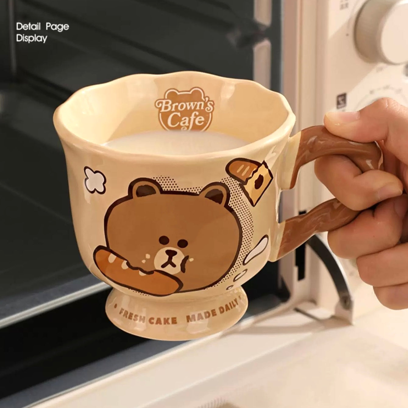 Brown Bear & Cony Bunny Ceramic Mug | Vintage-Inspired Coffee Cup, 400ML Capacity