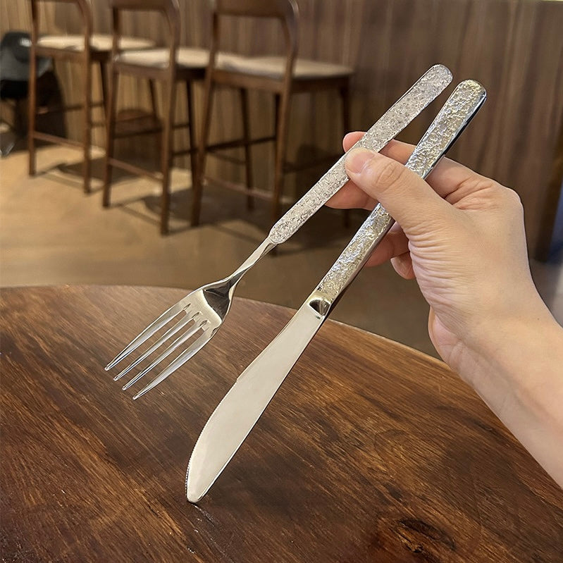 Rock-Texture Handle Flatware Set - Set of 3