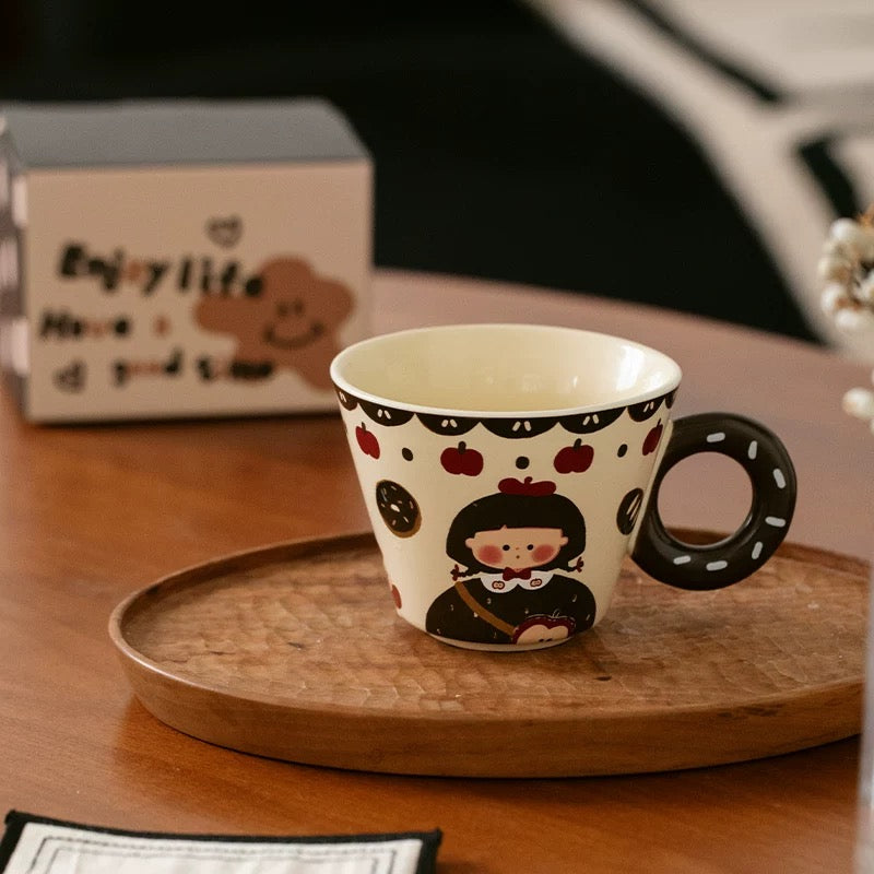 Donut Handle Girl Ceramic Mug – 290ML