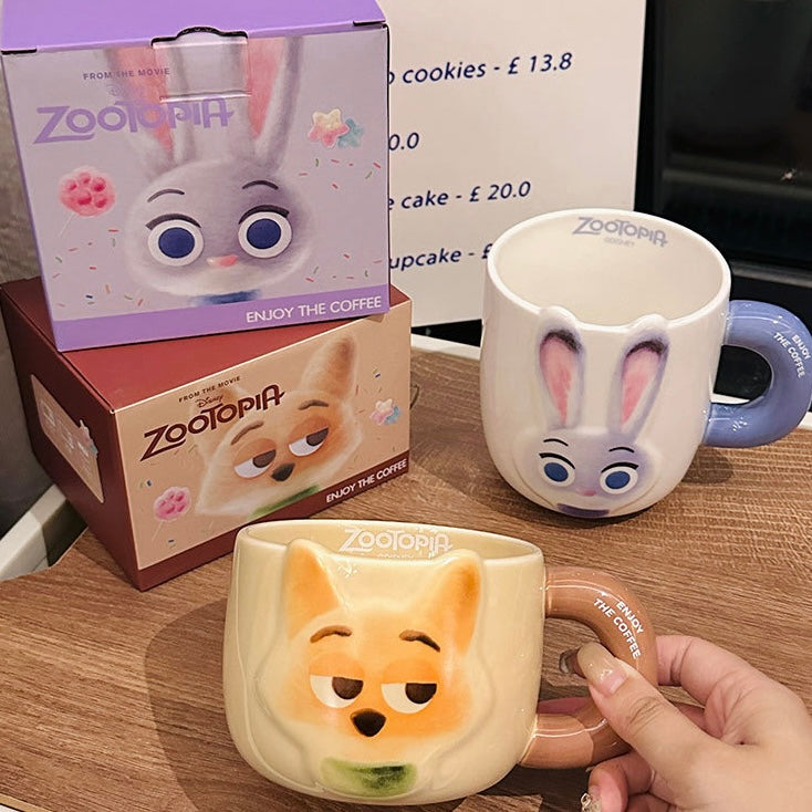 Zootopia Ceramic Mug – Judy Hopps & Nick Wilde | Large Capacity Coffee Cup, Cute Gift for Fans & Couples