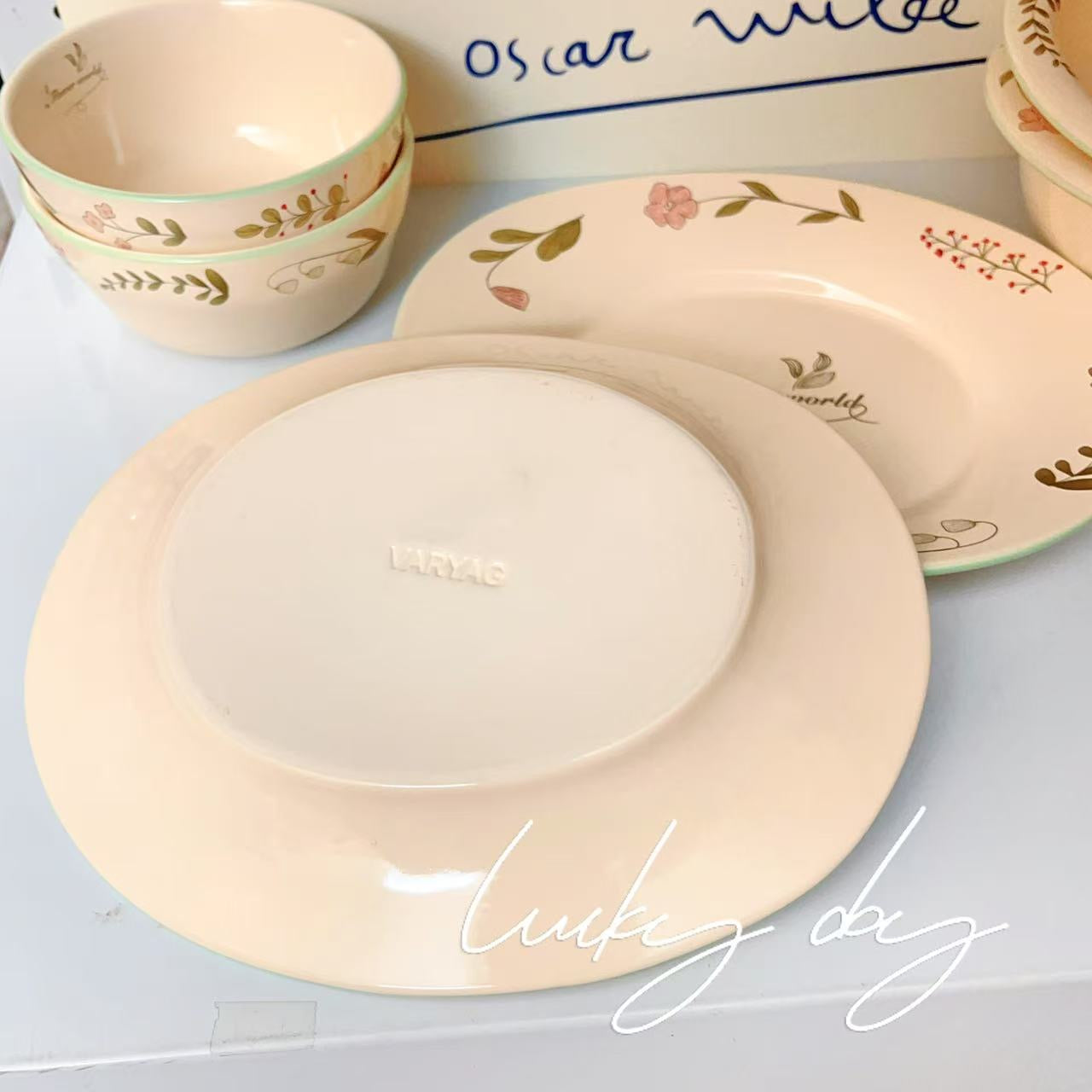 Spring Floral Ceramic Oval Plate, 9-Inch