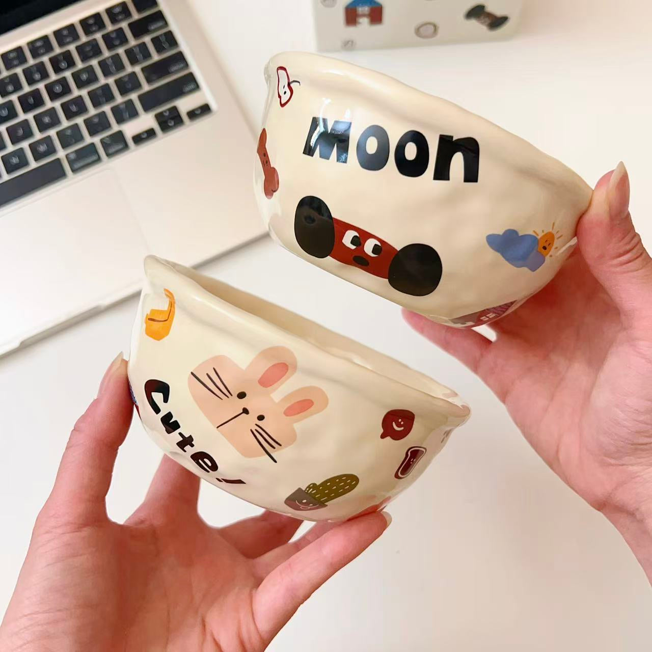 Moon Dog Series Ceramic Cereal Bowl - 350ML