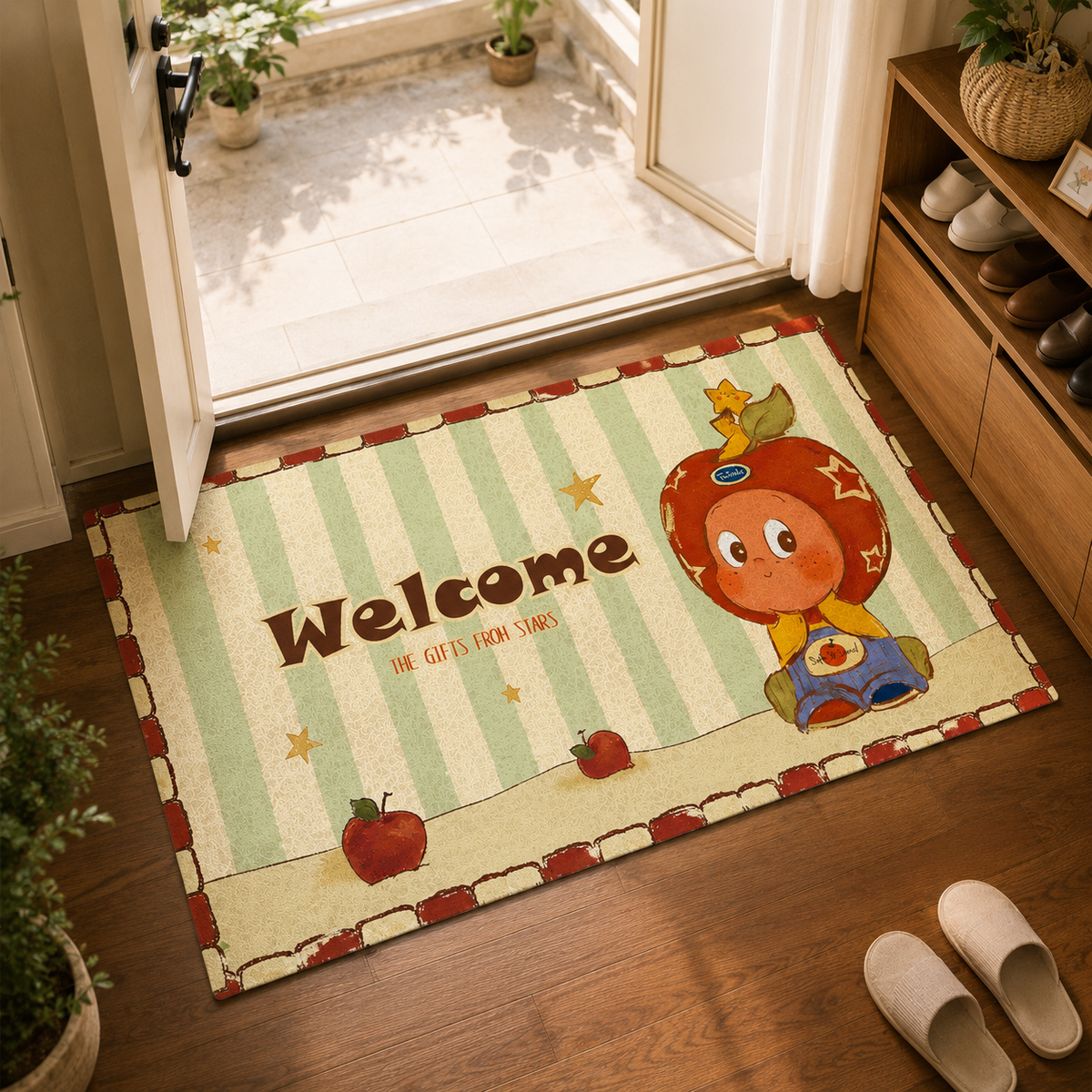 Cute Apple PVC Loop Welcome Mat – 60x90cm / 80x120cm