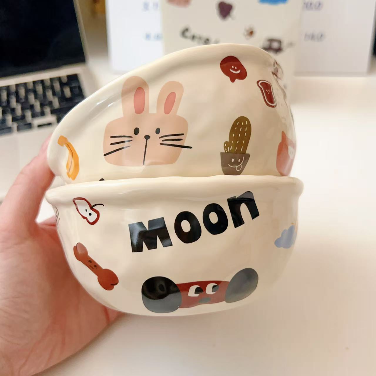Moon Dog Series Ceramic Cereal Bowl - 350ML