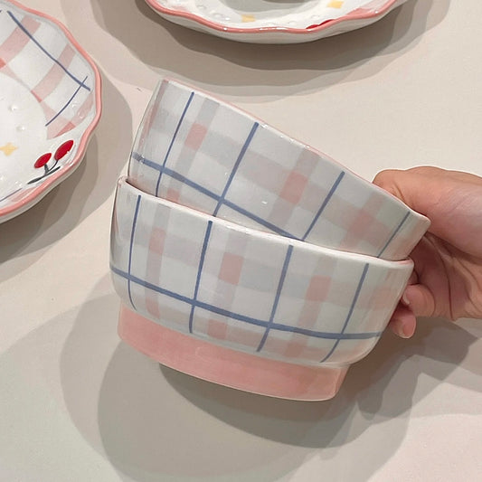 Pink Floral Ceramic Dinnerware Gift Set – Adorable 3-Piece Tableware, Perfect for Gifting