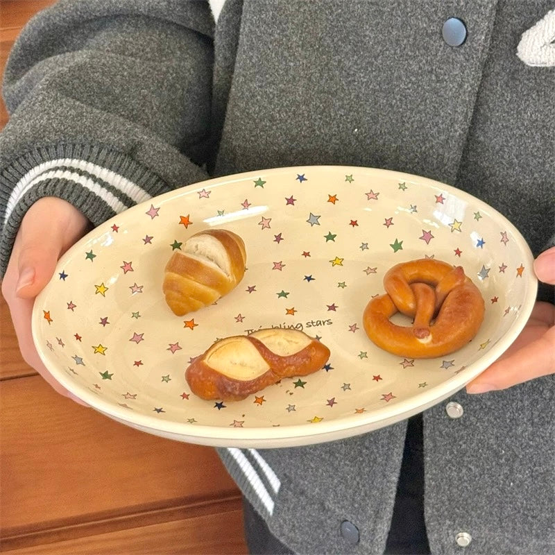 Twinkling Star Oval Ceramic Plate – Gift Ready Packaging
