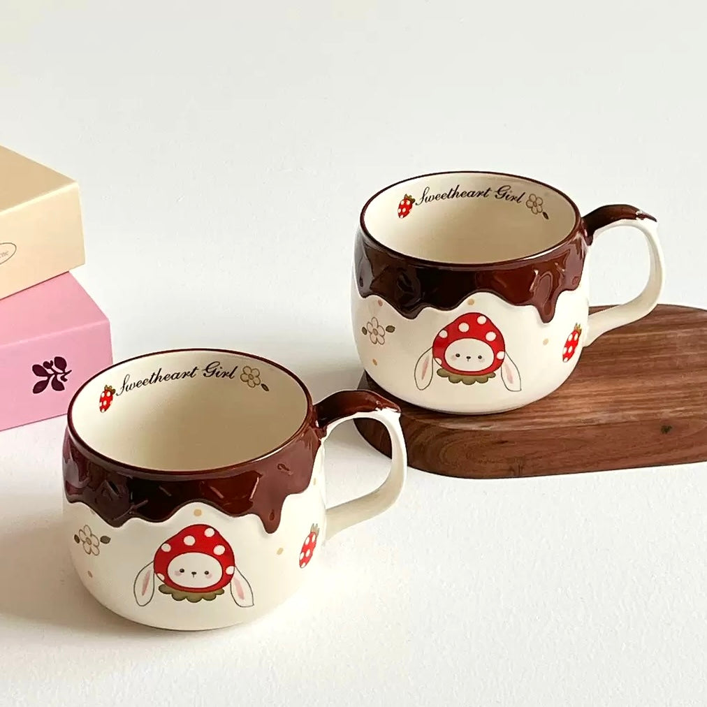 Chocolate Strawberry Bunny Ceramic Mug – 400ML