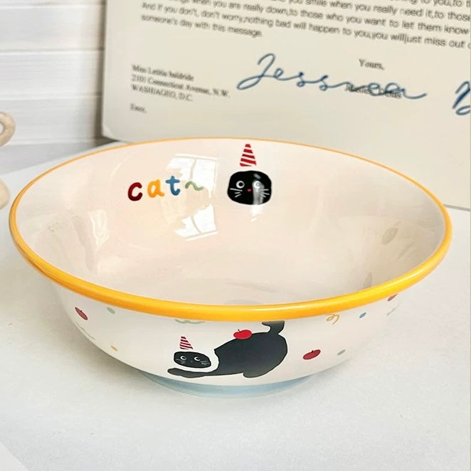 Cat & Dog Party Ceramic Ramen Bowl – 1000ML