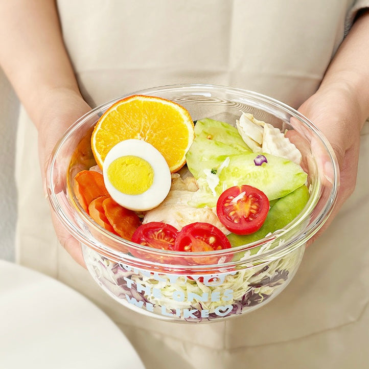 Blue Letter Round Glass Food Container – 500ML / 700ML / 1000ML