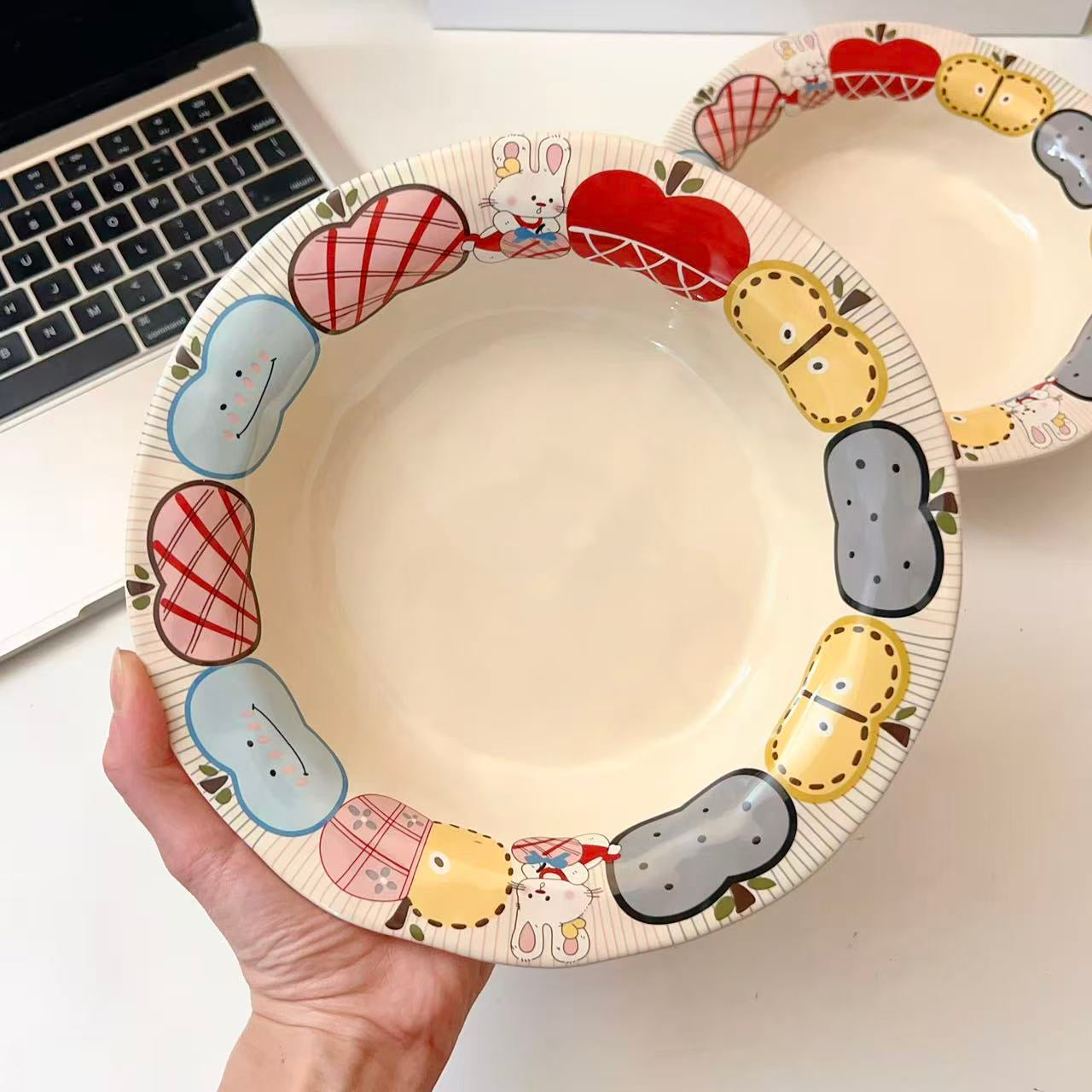 Apple Bunny Ceramic Deep Plate – 8.2 Inch