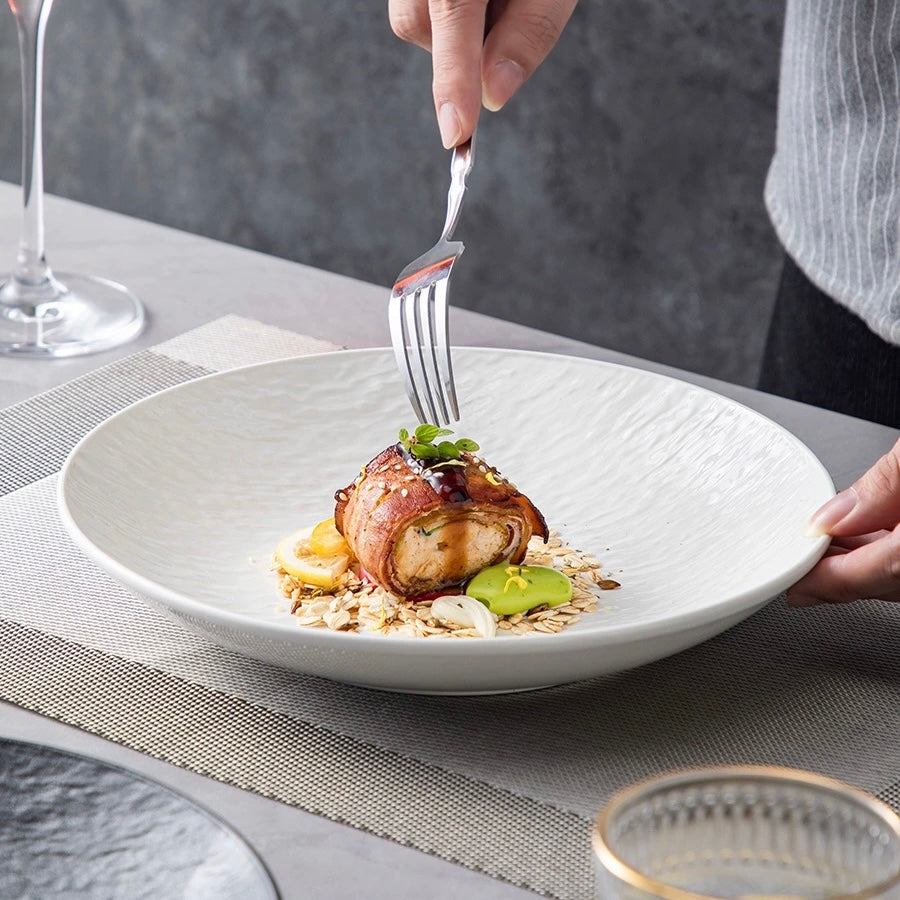 Sand Rock Texture Ceramic Plate | Minimalist Design, 10-Inch