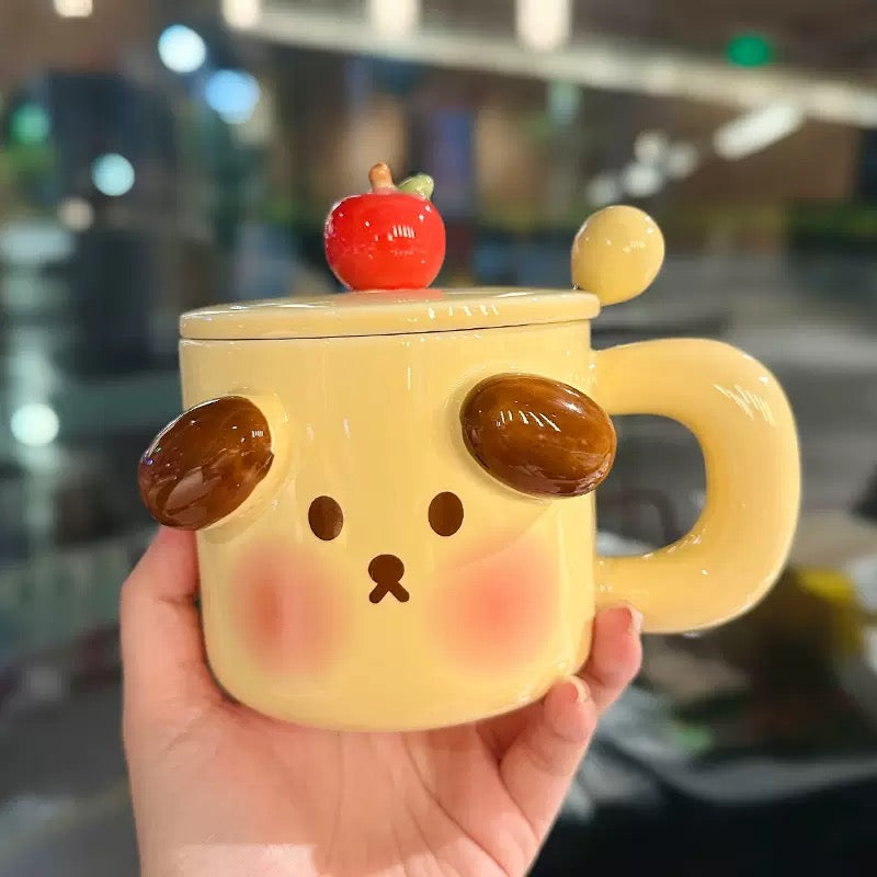Peachy Pig and Appley Pup Ceramic Mug, 400ML Capacity
