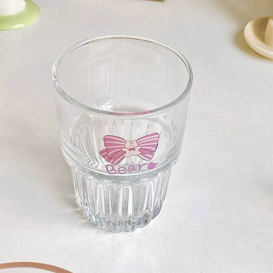 Sweet Bow Bear Glass Cup - 380ML Capacity