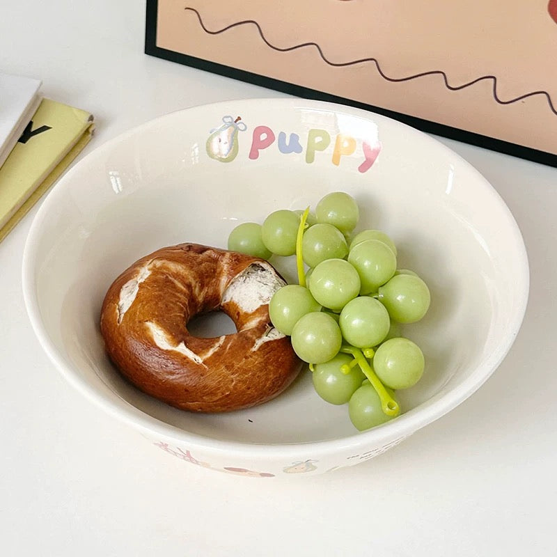 Snowy Puppy Ceramic Ramen Bowl - 1000ML