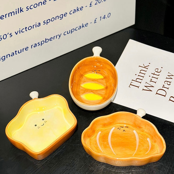 Bread-Shaped Ceramic Sauce Dishes