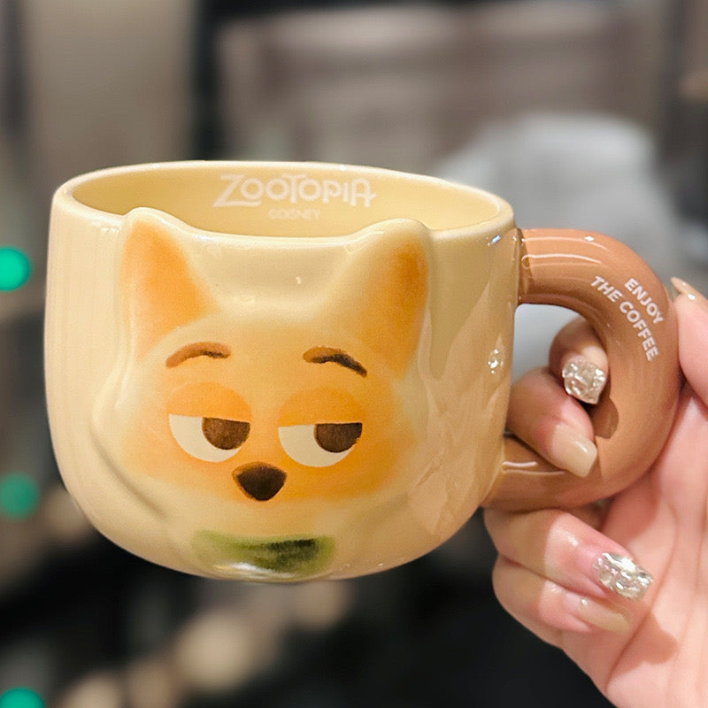 Zootopia Ceramic Mug – Judy Hopps & Nick Wilde | Large Capacity Coffee Cup, Cute Gift for Fans & Couples