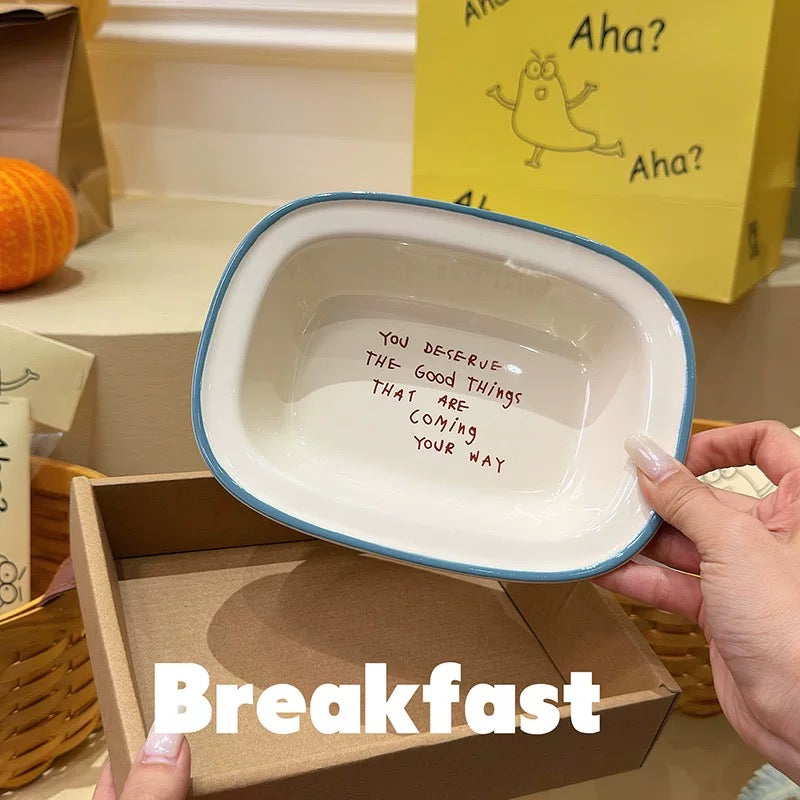 Pastel Colors Ceramic Breakfast Plate, 8-Inch