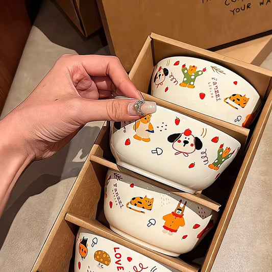 Colorful Fairytale Ceramic Bowls Set - Set of 4 | Perfect Gift Choice