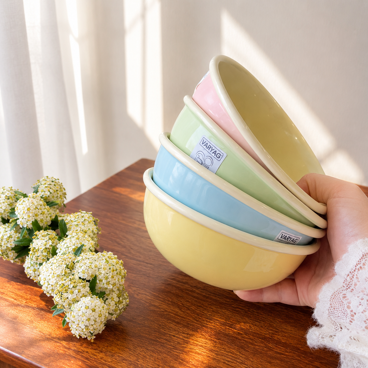 Morandi Pastel Ceramic Yogurt Bowl Set of 4 – 400ML