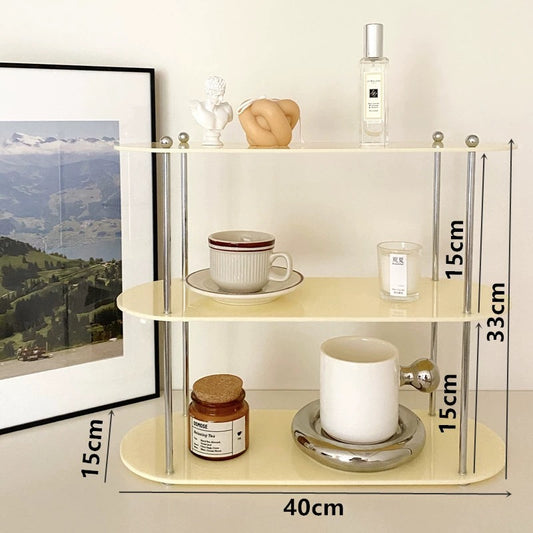 Ivory White Three-Tier Acrylic Storage Shelf