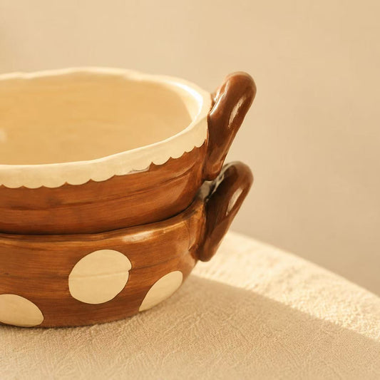 Vintage Handcrafted Ceramic Ramen Bowl with Handles - 800ML