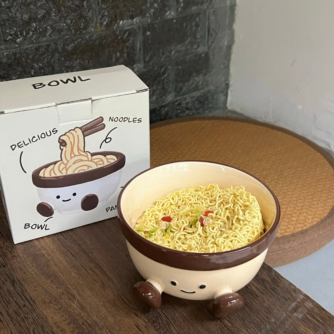 Cute Footed Ceramic Ramen Bowl – 1000ML Capacity