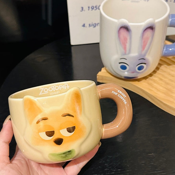 Zootopia Ceramic Mug – Judy Hopps & Nick Wilde | Large Capacity Coffee Cup, Cute Gift for Fans & Couples