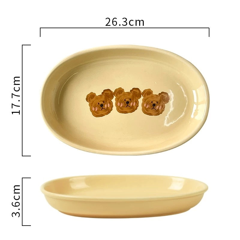 Emo Bear Oval Ceramic Plate, 10-Inch