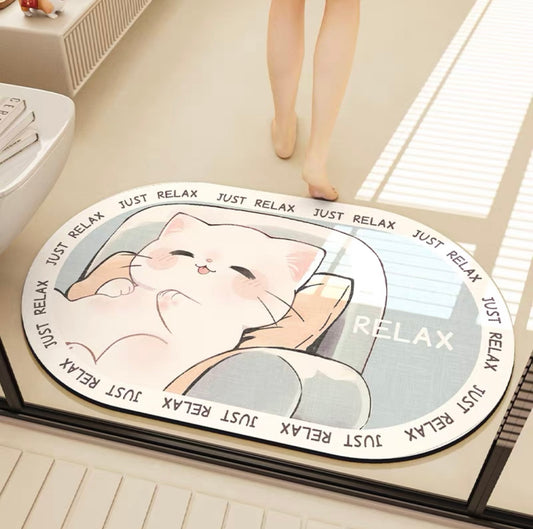 Chill Time Kitty Bathroom Absorbant Mat - Size 40x60cm / 50x80cm