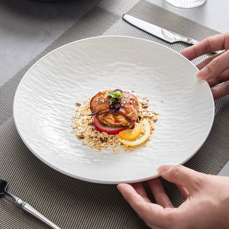Sand Rock Texture Ceramic Plate | Minimalist Design, 10-Inch