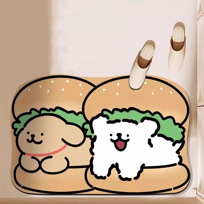Hamburger Dog Bathroom Absorbent Mat - Size 50x80cm