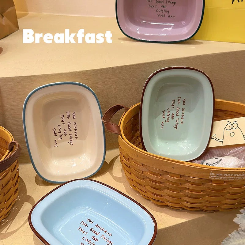 Pastel Colors Ceramic Breakfast Plate, 8-Inch