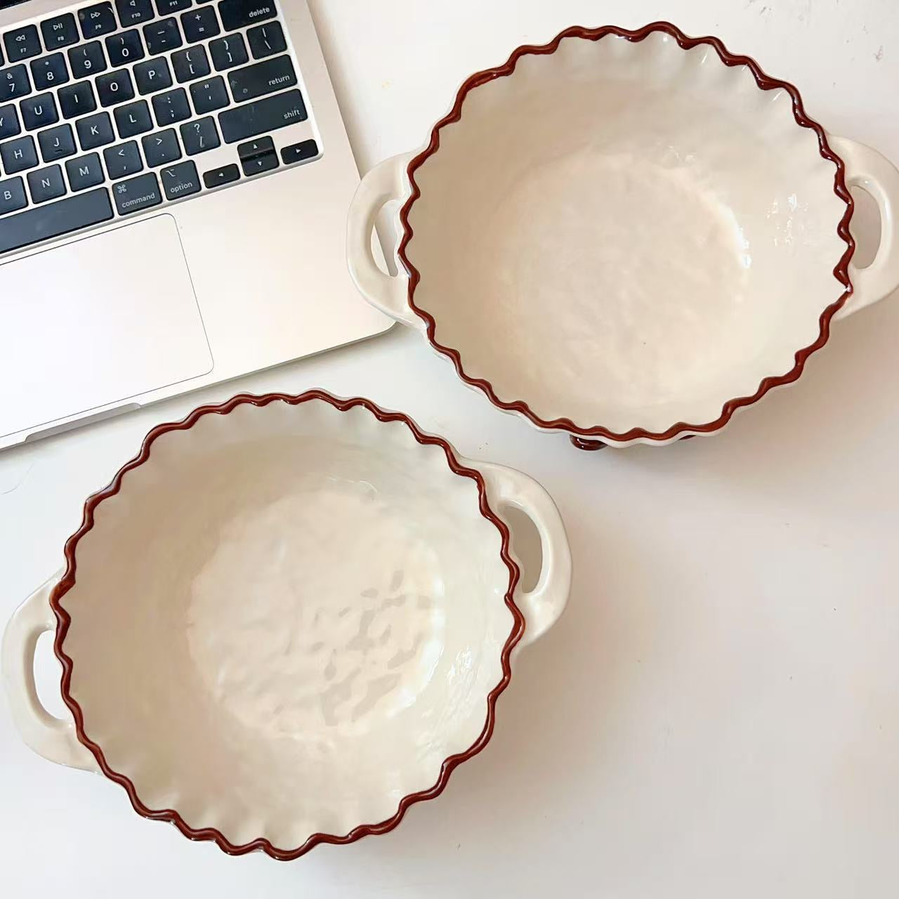 Cocoa Bean Ceramic Ramen Bowl with Handles – 780ML