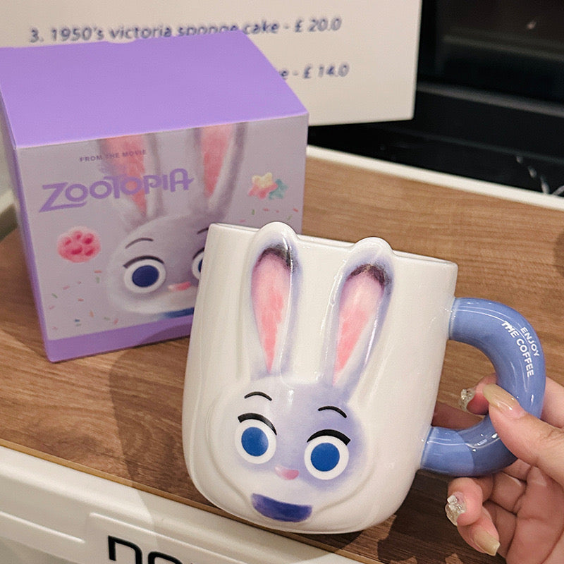 Zootopia Ceramic Mug – Judy Hopps & Nick Wilde | Large Capacity Coffee Cup, Cute Gift for Fans & Couples