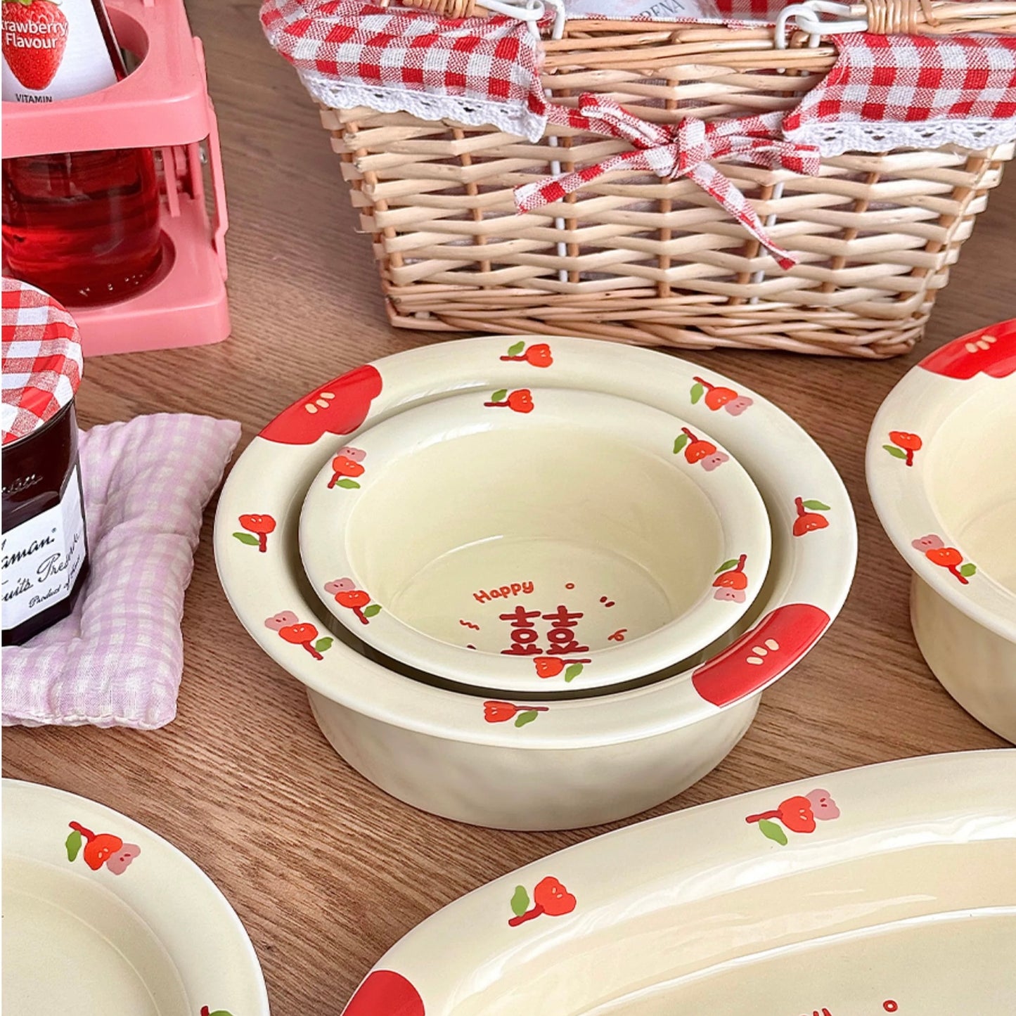 Double Happiness Wedding Ceramic Tableware Gift Set - Set of 8