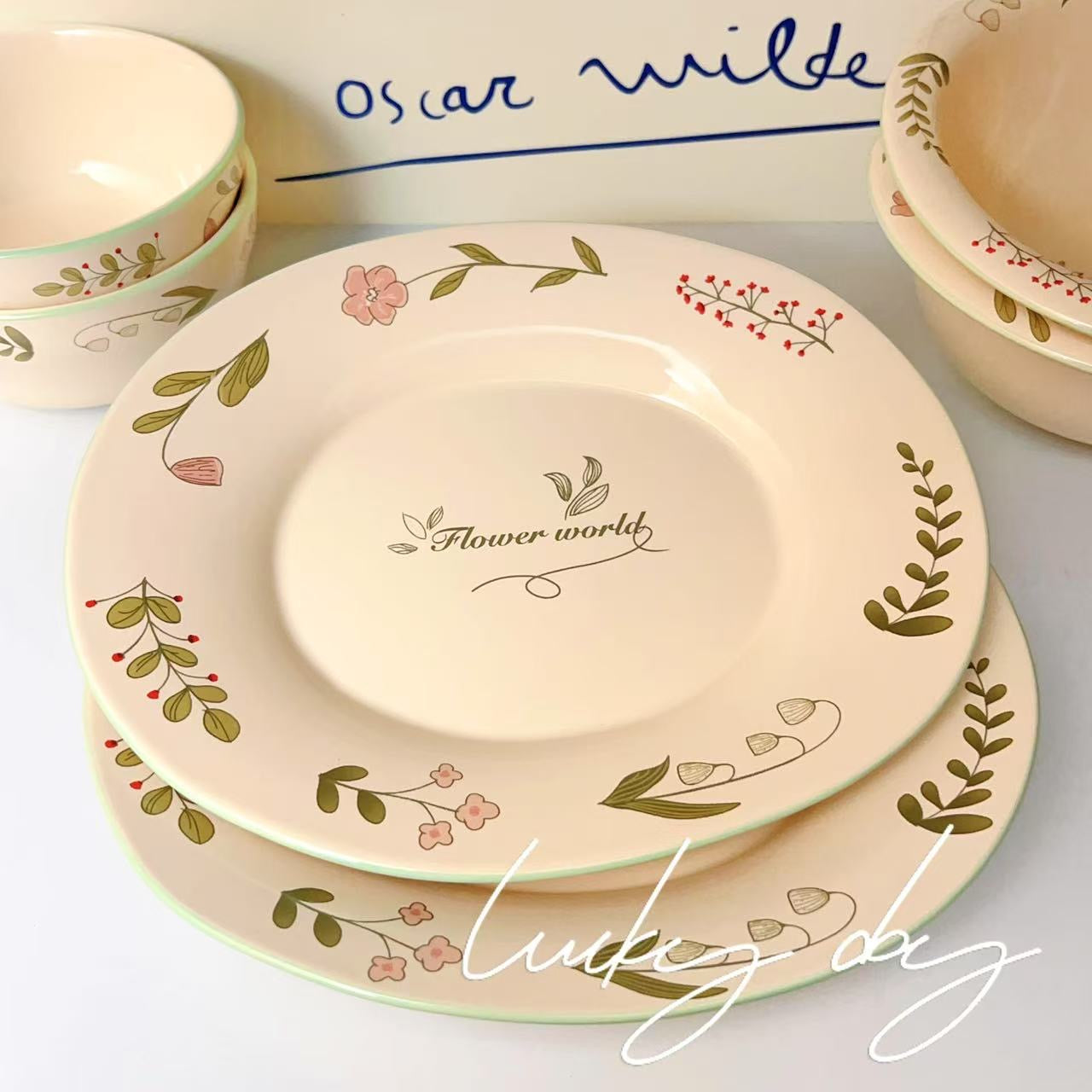 Spring Floral Ceramic Oval Plate, 9-Inch