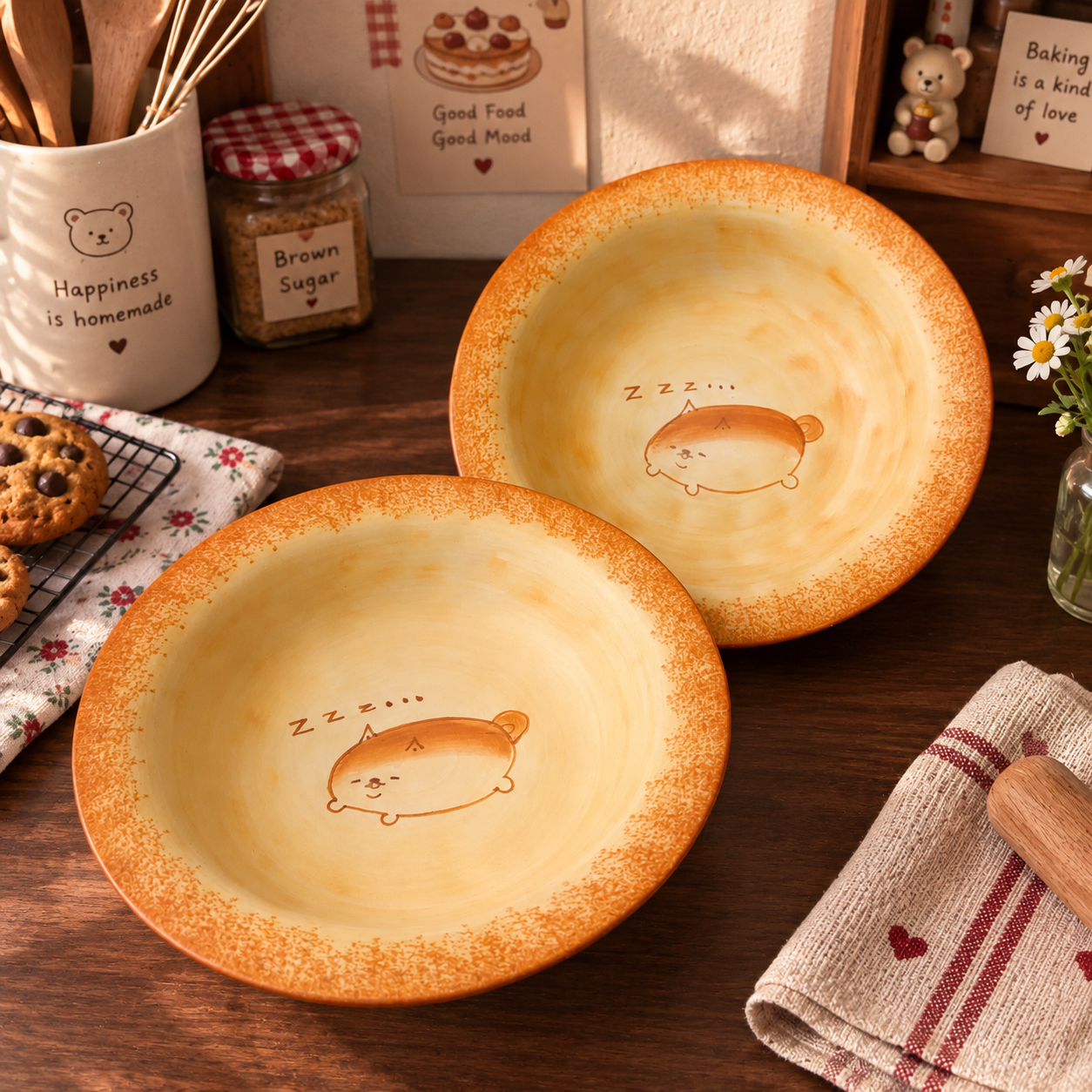 Bread Shiba Inu Ceramic Deep Plate, 8.5-Inch