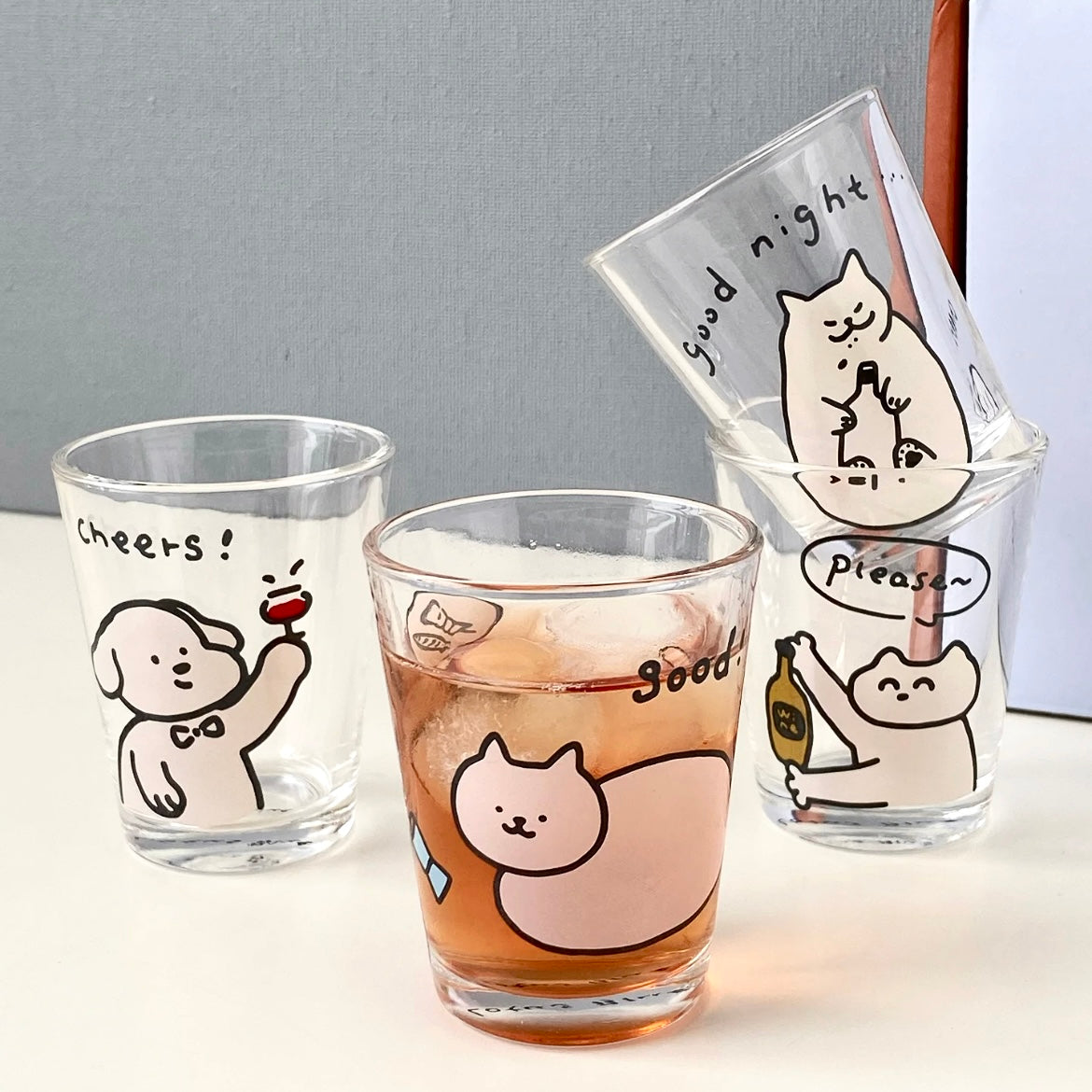 Cute Animal Soju Glass Gift Set - Set of 4, 50ML Capacity