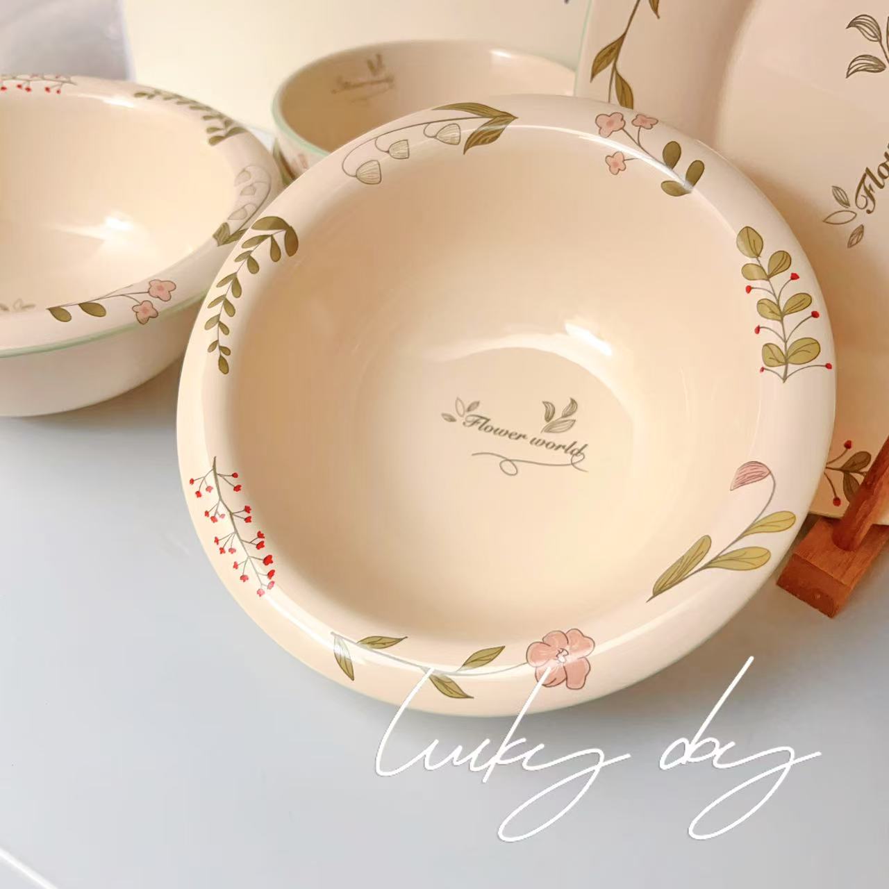 Spring Floral Ceramic Ramen Bowl - 600ML